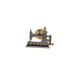 Clotilde #9 Casige Sewing Machine Enamel Craft Hat Lapel Brooch Pin Gold Tone